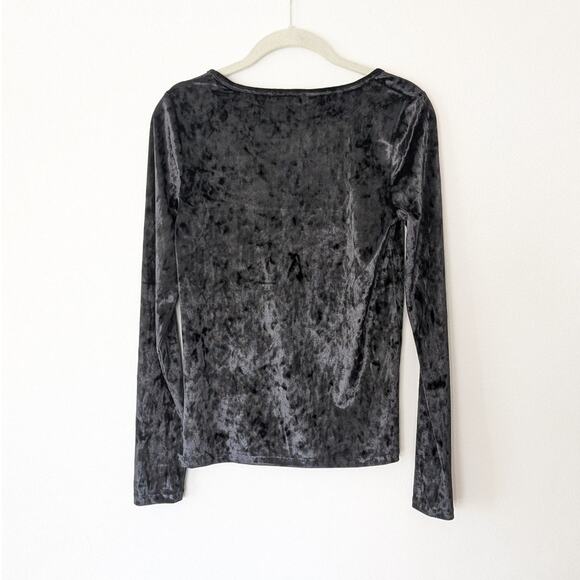 Vince. Black Velour Square Neck Long Sleeve Blouse Top, size M - Picture 3 of 8
